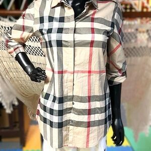 Burberry Beige and Black Checkered Shirt